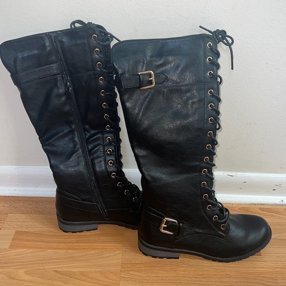 Tall Black Combat Boots